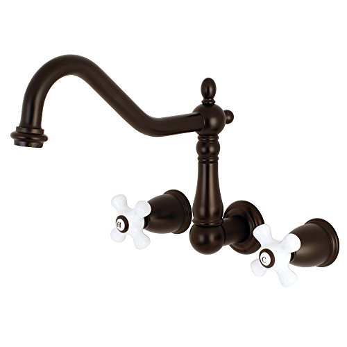 【中古】【未使用・未開封品】Kingston Brass KS1285PX Heritage 8インチセンター壁マウントベッセルシンク蛇口 吐水口9-3/16インチ オイルラブドブロンズ｜AJIMURA-SHOP