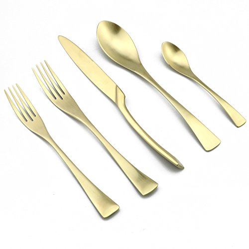 【中古】【未当て嵌める・未開封品】jankng 18?/10ステンレススチールマットFlatware Set 黄色 AJKKYBLKMATTE54CHAM