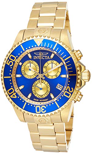 【中古】【未当て嵌める・未開封品】Invicta Men\u0027s 26849 Pro Diver Quartz Chronograph Blue, Gold Dial Watch