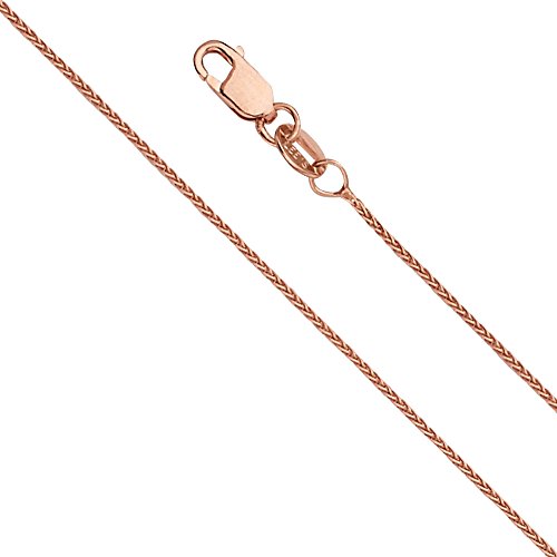 【中古】【未当て嵌める・未開封品】14K 本物の黄色または白いことまたはサクラ色/サクラ色ゴールド 1粍 編み込みウィートチェーンネックレス ロブスタークロウクラスプ付き添い人