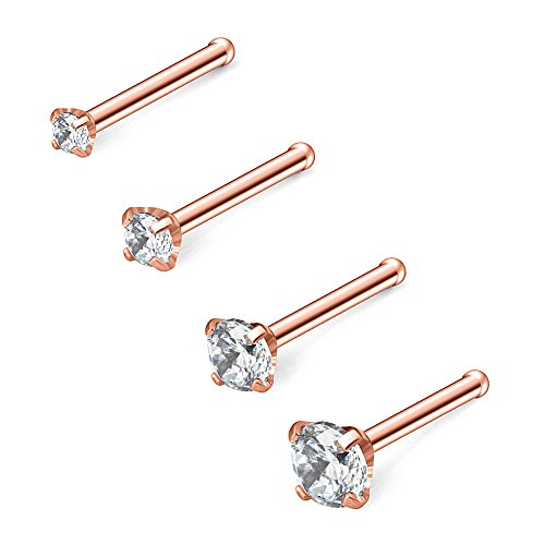 【中古】【未当て嵌める・未開封品】Ruifan 20G 1.5粍 2粍 2.5粍 3粍 ラウンド金剛石 CZ ノーズボーンスタッドリング ピンピアスジュエリー 4個 靴-その他