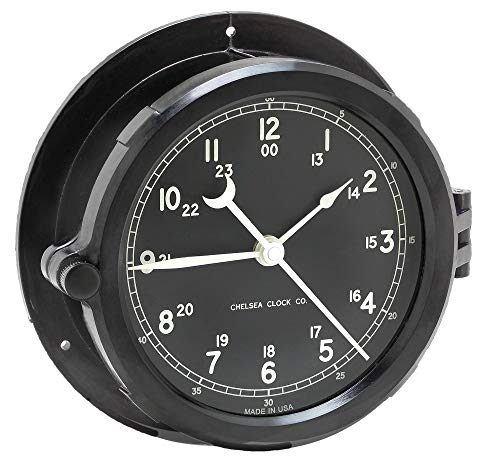 【中古】【未当て嵌める・未開封品】チェルシークロック パトリオット 甲板時辰儀 8.5in 黒いこと文字盤、差しわたし10 1/4in x 深さ3in