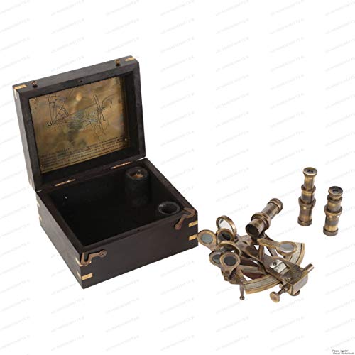 【中古】【未使用・未開封品】7.6cm Beautiful Handicraft Brass Sextant with Wooden Box....