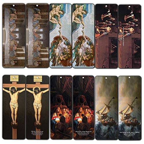 【中古】【未使用・未開封品】有名なキリスト教 古典的なアート絵画 しおり (12パック)