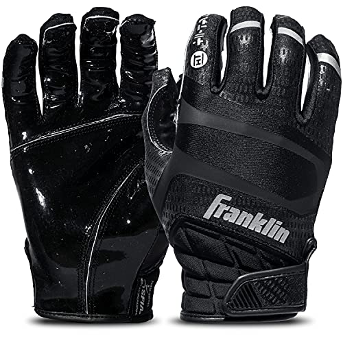 【中古】【未当て嵌める・未開封品】Franklin Sports Hi-Tack Premium Football Receiver Gloves - Black - Adult Medium