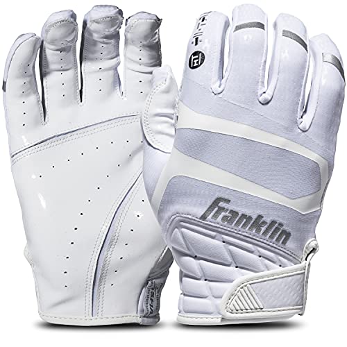 【中古】【未当て嵌める・未開封品】Franklin Sports Hi-Tack Premium Football Receiver Gloves - White - Youth Large