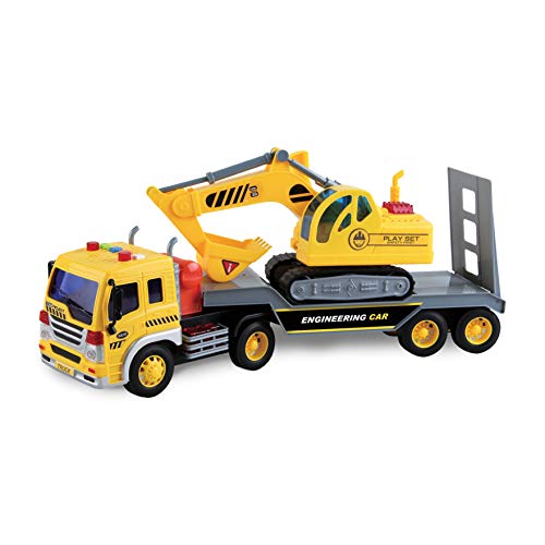 【中古】【未使用・未開封品】Maxx Action (マックスアクション) 長距離掘削機輸送 ? ライトとサウンド プルバック 摩擦モーター付き | リアルな建設トラックとトレーラー 子