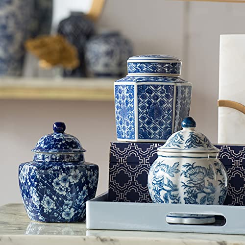 【中古】【未使用・未開封品】A & BホームグループLeithブルー&ホワイト装飾Jars Set of 3