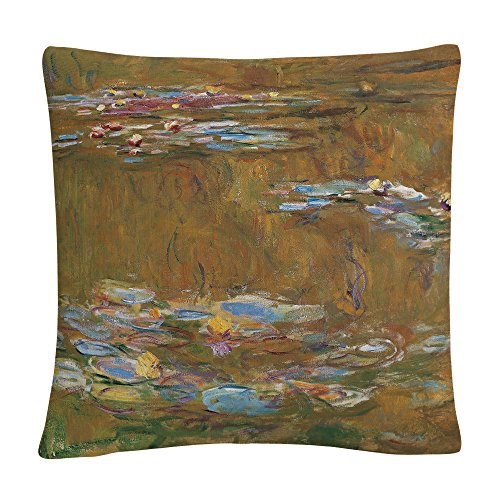 【中古】【未使用・未開封品】Trademark Fine Art AA00627-PIL1616 モネ「The Water Lily Pond」 16インチ x 16インチ 装飾スローピロー マルチカラー