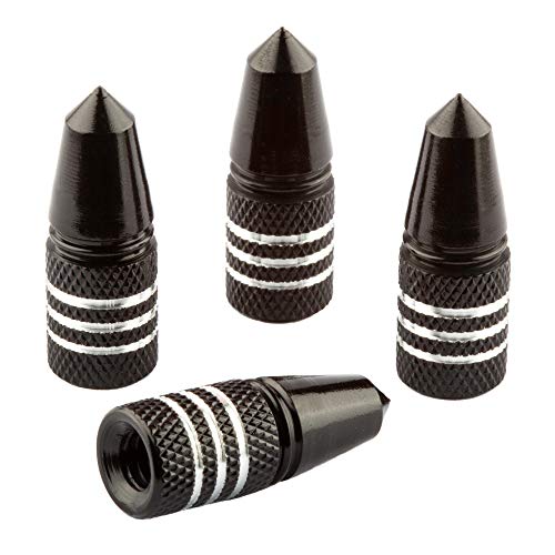 【中古】【未使用・未開封品】Bike Bits 仏式バルブキャップ - 仏式/フレンチバルブ用 (4個パック) (ブラック、ロケット)