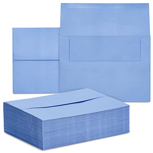 【中古】【未使用・未開封品】50枚パック ライトブルー 5x7インチ 招待状用封筒 A7サイズ グリーティングカード 結婚式 ブライダルシャワー 剥がして貼るシール|AJIMURA-SHOP