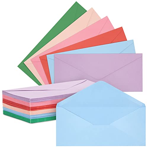 【中古】【未使用・未開封品】96枚パック #10 色付きビジネス封筒 小切手 請求書 郵送手紙 招待状 お知らせ オフィス用品 粘着シール パステルカラー 6色 (4-1/8 x 9-1/2イン