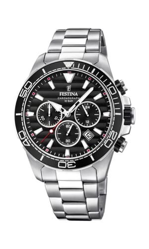 【中古】【未当て嵌める・未開封品】Festina メンズ ウオッチ F20361/4 クロノグラフ 石英 逢い引き AM/PM スチール写真と黒いこと ステンレススチールベルト, クロノグラフ。