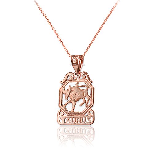 【中古】【未使用・未開封品】La Blingz 10?KローズゴールドオープンデザインTaurus Zodiacチャームネックレス ゴールド｜AJIMURA-SHOP