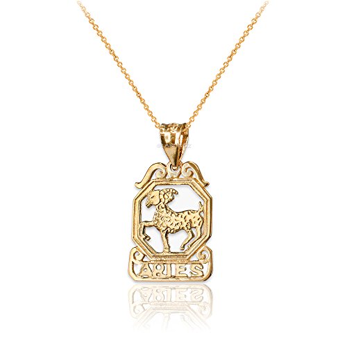 【中古】【未使用・未開封品】LA BLINGZ 10K イエローゴールド オープンデザイン 牡羊座チャームネックレス ゴールド