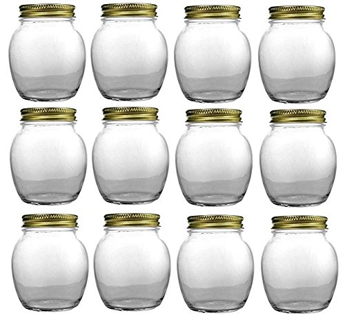 【中古】【未使用・未開封品】(12, 350ml Gold) - Nakpunar 12 pcs, 350ml Globe Jars with Gold Lids|AJIMURA-SHOP