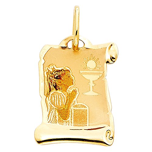 【中古】【未当て嵌める・未開封品】14K 黄みゴールド 小/ミニ 初聖体拝領 ピクチャーペンダント お姉さん (17粍 x 12粍), 金属元素, 宝玉なし。 その他-靴