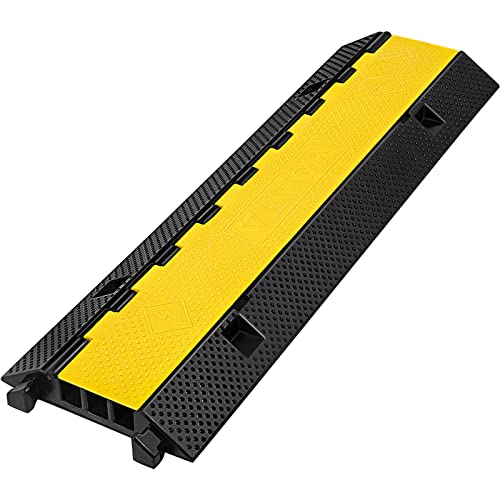 【中古】【未当てはめる・未開封品】Happybuy 3通信路 ゴムケーブルプロテクター 傾斜面 1.2 x 1.2in 通信路 高耐久 ケーブルワイヤコードカバー スロープスピードバ