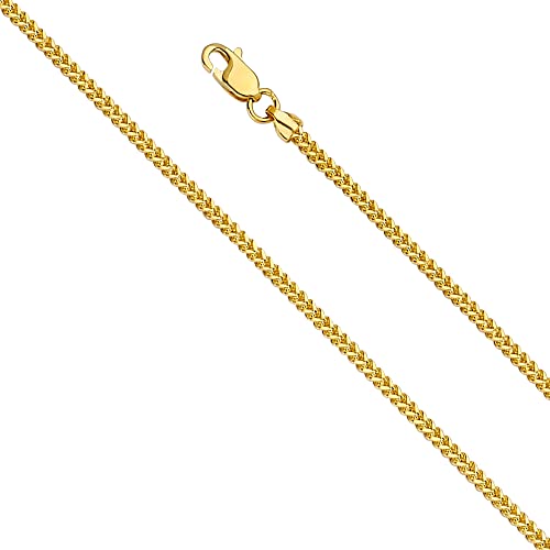 【中古】【未使用・未開封品】Wellingsale 14?Kイエローゴールド1.5?MM Hollow Squareフランコチェーンネックレスwith Lobster Claw Clasp