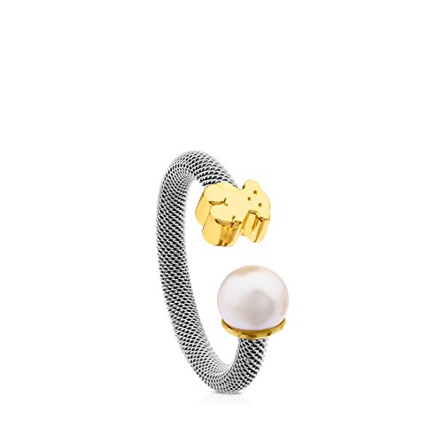 【中古】【未使用・未開封品】TOUS アイコン メッシュ リング スチール 18kt イエローゴールド 6.5-7mm パール｜AJIMURA-SHOP