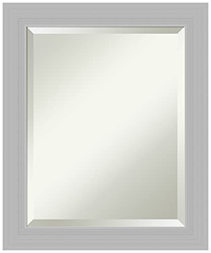 【中古】【未使用・未開封品】Amanti Art ベベルウッドウォールミラー (24 x 20インチ) つや消しスターリングシルバーフレーム - バスルームミラー バニティミラー - シルバー|AJIMURA-SHOP