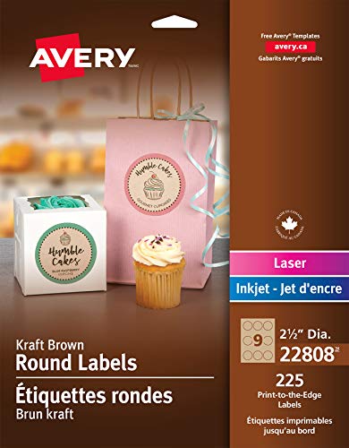【中古】【未使用・未開封品】Avery 端まで印刷されたクラフトブラウンラウンドギフトラベル 2-1/2インチ 225枚入り(22808)｜AJIMURA-SHOP