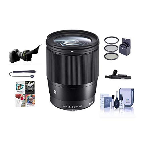 【中古】【未使用・未開封品】Sigma (シグマ) 16mm f/1.4 DC DN コンテンポラリーレンズ Sony E用 ProOptic 67mmフィルターキット クリーニングキット レンズキャップテザー