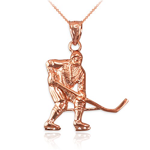 【中古】【未当て嵌める・未開封品】La Blingz 14?Kサクラ色ゴールドIce Hockey Player首飾り