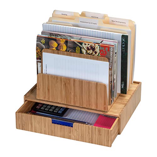 【中古】【未当て嵌める・未開封品】竹製デスクトップファイルフォルダオーガナイザー 7拡張スロット抽き出しジャズバンド記憶装置 執務室設備\u0026文房具用