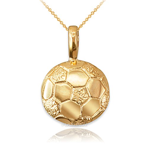 【中古】【未使用・未開封品】La Blingz 10?Kイエローゴールドサッカーボールネックレス イエロー