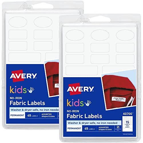 【中古】【未使用・未開封品】Avery ノーアイロン 子供用衣類ラベル 洗濯機&乾燥機使用可 様々な形とサイズ (2パック) ラベル90枚 (40700)｜AJIMURA-SHOP