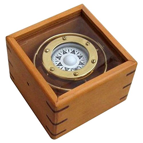 【中古】【未使用・未開封品】NAUTICALMART ジンバルコンパス 木製/ガラスボックス アウトドア キャンプ用品|AJIMURA-SHOP