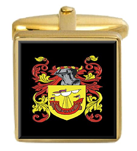 【中古】【未当て嵌める・未開封品】Select Gifts Busby Scotland Family Crest Surname 符牒 ゴールドカフスリンク 目じるしボックス席