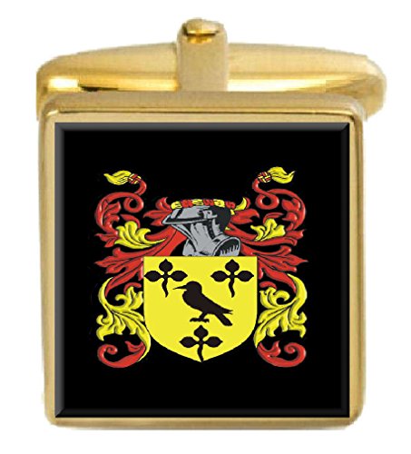【中古】【未当て嵌める・未開封品】Rawnsley England Family Crest Surname Coat Of Arms ゴールドカフリンクス 目じるしボックス席