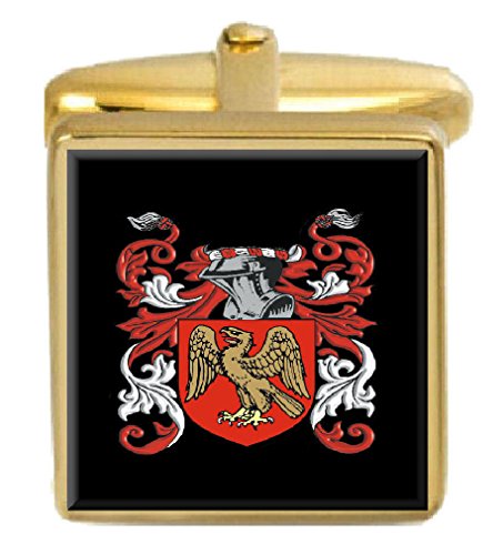 【中古】【未使用・未開封品】Select Gifts Howells ウェールズ 家紋 名字紋章 紋章 ゴールドカフスボタン 刻印入りボックス