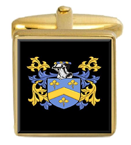 【中古】【未使用・未開封品】Select Gifts リンチ アイルランド家紋 名字紋章 紋章 ゴールドカフスボタン 刻印ボックス