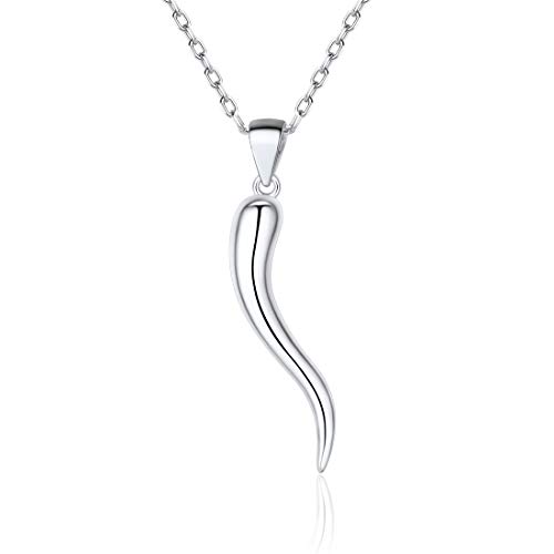 【中古】【未使用・未開封品】ChicSilver Womenイタリアンホーンチャーム925スターリングシルバーグッドラックプロテクターアヌーレネックレスジュエリー