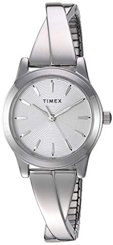 【中古】【未使用・未開封品】Timex TW2R98700 Women's Silver-Tone Stainless Steel Expansion Band Bangle Watch