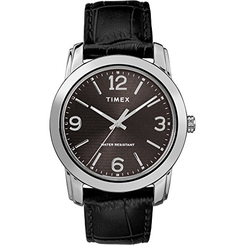 【中古】【未使用・未開封品】Timex TW2R86600 Men Black Croco Print Leather Strap Watch