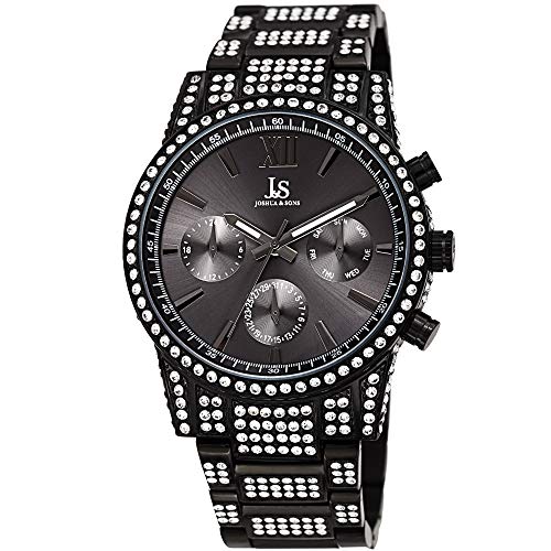 【中古】【未当て嵌める・未開封品】Joshua and Sonsクリスタルブラックダイヤルメンズ時辰儀jx138bk