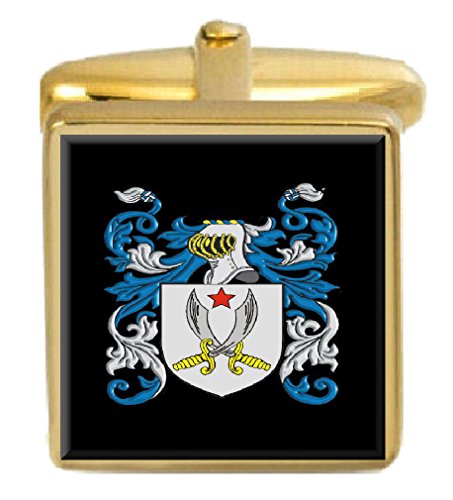 【中古】【未当て嵌める・未開封品】より分ける差し上げ物Voyleウェールズ家紋Surname Coat of ArmsゴールドCufflinks Engravedボックス席