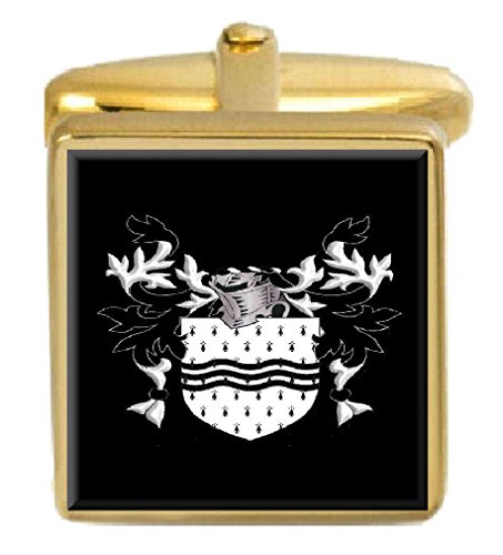 【中古】【未使用・未開封品】選択ギフトBailey England家紋Surname Coat of ArmsゴールドCufflinks Engravedボックス