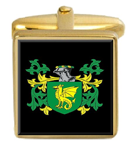 【中古】【未当て嵌める・未開封品】より分ける差し上げ物Pegge England家紋Surname Coat of ArmsゴールドCufflinks Engravedボックス席