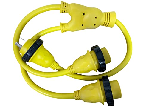 【中古】【未当てはめる・未開封品】Amp Up Marine \u0026 RV 吊りひも 125v 30アンペア 牡 x (2) 30a 刃針 米国海兵隊員 Yスプリッター 小舟 ショア ワット数アダプタ - 21323