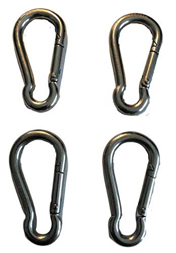 【中古】【未使用・未開封品】4ピース ステンレススチール 316 スプリングフック 目なし カラビナ 3/16インチ (5mm) マリングレード|AJIMURA-SHOP
