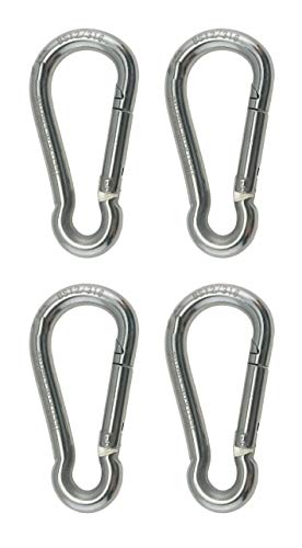 【中古】【未使用・未開封品】4ピース ステンレススチール 316 スプリングフック 目なし カラビナ 5/16インチ (8mm) マリングレード