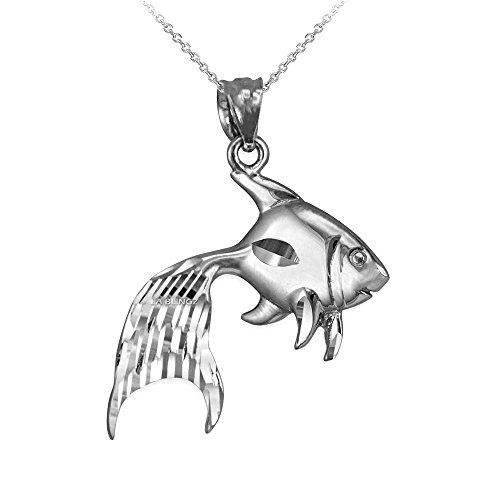 【中古】【未使用・未開封品】LA BLINGZ 10K光沢ホワイトゴールド金魚DCネックレス ゴールド