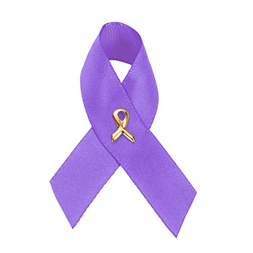 【中古】【未使用・未開封品】Fundraising For A Cause | サテンパープルリボン啓発ピン ? パープルリボンピン アルツハイマー、国産暴動、てんかん、膵臓がん、狼瘡、クロー