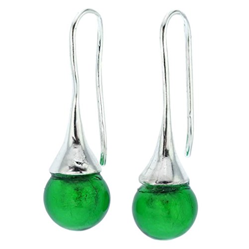 【中古】【未当て嵌める・未開封品】GlassOfVeniceムラーノグラスドロップピアス - エメラルド緑であること