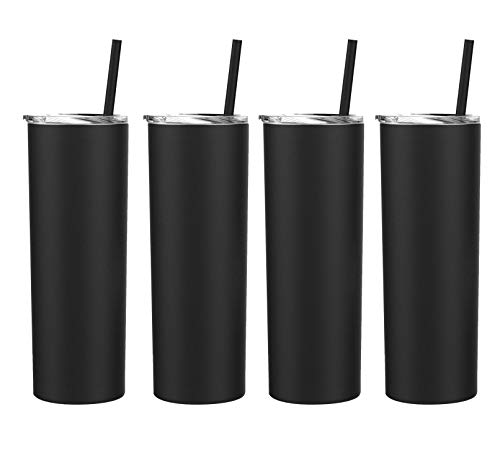 【中古】【未使用・未開封品】マール20オンスSkinnyスチール4パックダブル壁ステンレスタンブラー、マットブラック